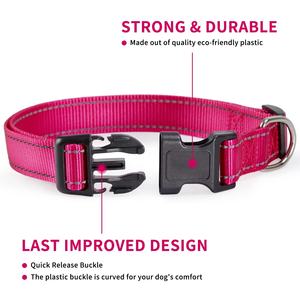 子犬用の反射調節可能な犬の首輪小型中型大型犬薄いナイロンウェビングとクイックリリースプラスチックバックル - Product Image 2