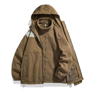 Veste à capuche trois-en-un pour l'extérieur, idéale pour le camping en automne et en hiver, en velours chaud, confortable et tendance, un vêtement indispensable. - Product Image 5