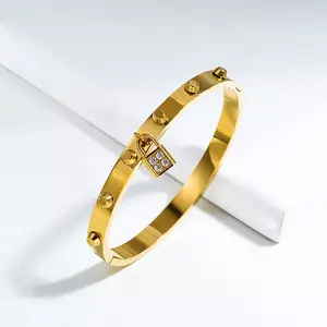 BAOYAN-brazalete de diseño Forever Love chapado en oro de 18K para mujer, joyería de acero inoxidable 316l, pulseras y brazaletes, joyería para mujer