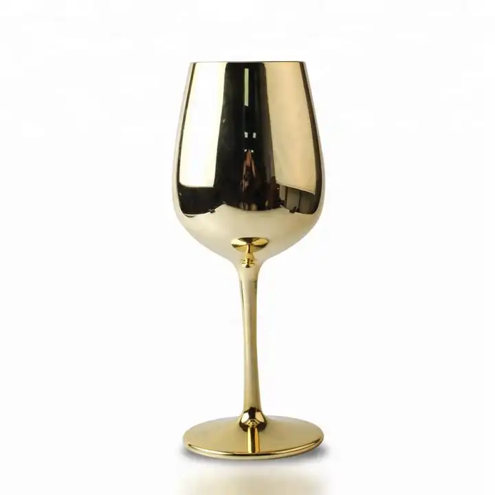 Metallic-Look Gold Acrylic Plastic White Wine Glass; BPA-Free