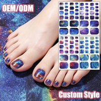 Stiker Kuku Kaki Kustom Grosir Label Pribadi Galaxy Starry Sky, Tahan Air, Tahan Lama, OEM ODM, Dekal Kaki