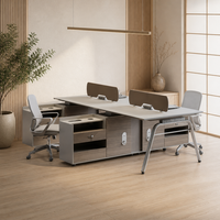 Poste de travail moderne en bois pour 2, 4 ou 6 personnes avec cloison de bureau, chaise et table d'ordinateur, écologique
