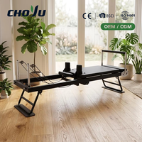 Machine de Pilates Reformer pliable avec cadre en fer durable, réglable, gain de place, lit OEM ODM, logo personnalisé, conforme aux normes DIN 32935 et ISO 14001