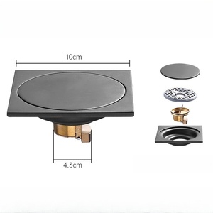 Siphon de sol carré moderne 10 cm noir mat anti-odeur et anti-insectes pour salle de bain avec valve à joint profond - Product Image 5