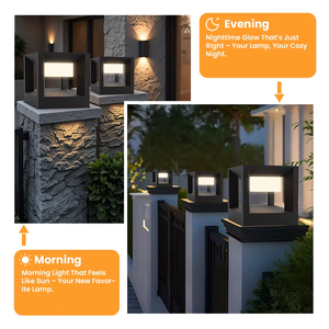 Lampada <span class=keywords><strong>Solare</strong></span> <span class=keywords><strong>LED</strong></span> da Giardino con Controllo Luminosità, Faretto <span class=keywords><strong>a</strong></span> Colonna Rotonda per Villa, Luce <span class=keywords><strong>Solare</strong></span> Decorativa per Paesaggio - Product Image 2