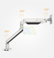 Support d'écran ergonomique de luxe KLC-DS150-2 en aluminium pour bureau, réglable de 17 à 33 pouces, avec gestion des câbles, support double écran portable en aluminium
