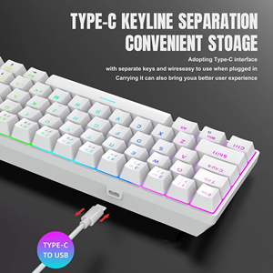 Wired Mechanical Keyboard White Keycaps,RGB Backlit Full N-<b>Key</b> Rollover, for Gaming and Office Use - Product Image 2