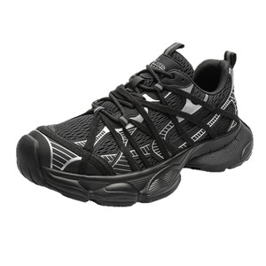 Nouvelles chaussures à semelle épaisse rehaussantes, style tendance, surface lisse, respirantes, pour le sport et le quotidien, noires, polyvalentes pour les occasions décontractées - Product Image 5