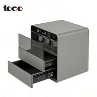 Boîte de rangement pour montres avec serrure à empreintes digitales, écran LCD, rotation silencieuse, coffre-fort en cuir PU avec fenêtre en verre