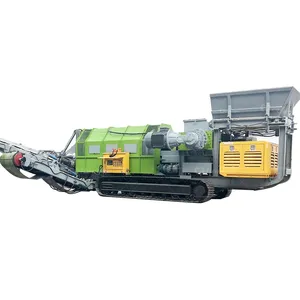 High efficiency heavy duty mobile double shaft scrap metal shredder machine with large capacity