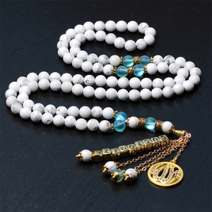 <span class=keywords><strong>Rosario</strong></span> Islamico con Nappa, Tasbih Musulmano, Misbaha in Pietra Naturale Howlite 8MM, 99 Grani di Preghiera, Regalo per Donne, Festa di Matrimonio - Product Image 6