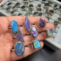 Bague ajustable en labradorite naturelle, artisanat en cristal, argent 925, pierres précieuses multiformes, bijoux en cristal pour femmes, usage quotidien