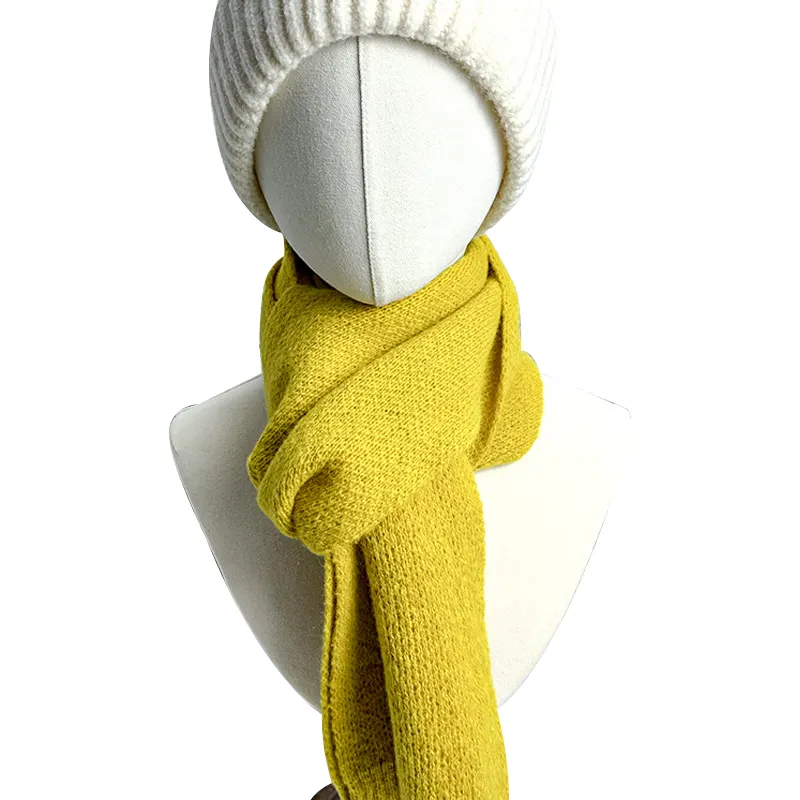 नया डिजाइन वैकल्पिक बहु-रंग पॉलिएस्टर बुना हुआ महिला ठोस मोटी लपेटें लंबी सर्दियों के स्कार्फ