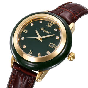 Reloj de cuarzo con correa de cuero Dragon Phoenix, reloj de jade Hetian de diseño de lujo para hombres y mujeres - Product Image 6