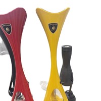 Chicha haut de gamme en acier inoxydable de 75 cm avec flamme haute - Design européen moderne - Noir Rouge Jaune - Coffret cadeau haut de gamme inclus