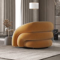 Fauteuil en tissu velours moderne - Chaise de détente pour appartement, chambre, salon, hôtel et villa