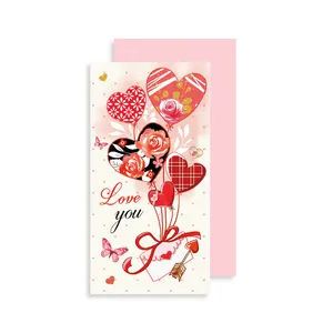Valentinstag karten Rotgold folie hand gefertigte gefaltete Geld umschläge nach Maß für Valentinstag karte