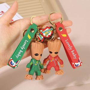 <span class=keywords><strong>Porte</strong></span>-<span class=keywords><strong>clés</strong></span> en plastique <span class=keywords><strong>Groot</strong></span> Gardiens de la Galaxie, design créatif, pour hommes, femmes, couples, breloque de sac à dos, petit cadeau, vente en gros - Product Image 1