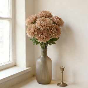 Flores Artificiales de Seda, Rama de Crisantemo con Hojas Verdes, Tallo de Crisantemo Grande Artificial para Arreglos Florales - Product Image 2