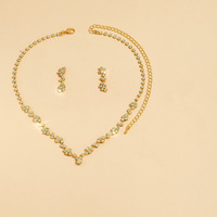 Parures de fiançailles élégantes en argent plaqué tendance, collier et boucles d'oreilles en zircon, pour femmes, mariage, fête, fabrication artisanale en laiton, cadeau parfait