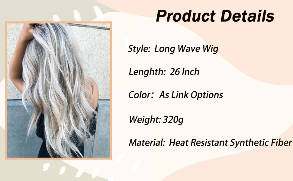 KAMA Women's Heat Resistant Lace Front Wig Dark Root Synthetic Fiber Wavy Curly Middle Part for Daily Party Use Long Wavy Style Detail Section 5
