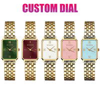 Montre pour femme avec mouvement à quartz Miyota japonais personnalisé, boîtier en acier inoxydable, cadran carré, bracelet en maille antique, prix d'usine