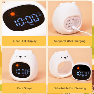 Réveil pour enfants Ok pour réveiller Tranier avec veilleuse Machine à son ours chambre Portable bureau sommeil formation cadeau d'anniversaire - Product Image 6