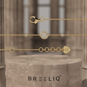 Pulsera de Oro Sólido de 14K con Diamantes en Forma de Flor, Pulsera de Cadena con Dijes Redondos de Diamantes de Laboratorio, Pulsera Minimalista de Oro - Product Image 1