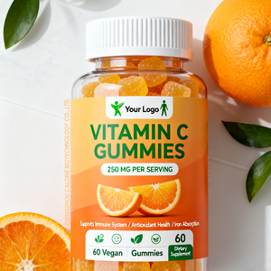 Vitamin C Gummies dengan seng Elderberry 60 Count Vegan Gratis Non GMO suplemen diet rasa buah alami - Product Image 5