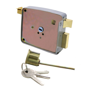 Serrure de Porte à Double Poignée Haute Sécurité, Verrou de Porte de 100 mm et 3 Clés en Fer, Serratura Cancello Con Cilindro - Product Image 4
