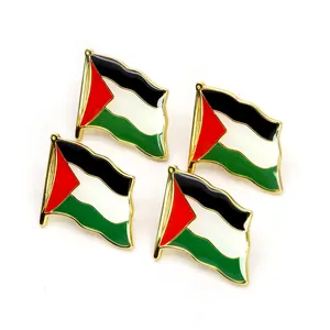 Pin logam langsung pabrik kustom bulat lencana Palestina Pin Enamel bendera Palestina kosong Enamel epoksi Lapel Pin