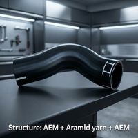 Tuyau en caoutchouc silicone industriel OEM avec revêtement FKM/ECO, résistant aux hautes températures, service de découpe, noir