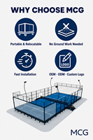 Terrain de padel mobile portable MCG avec fondation préfabriquée, acier galvanisé à chaud, verre trempé pour club, complexe hôtelier, école, normes européennes