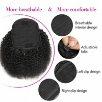 Vente en gros 12A brésilien Afro crépus bouclés queue de cheval pince à cheveux humains dans les extensions de cheveux queue de cheval avec cordon Extensions de cheveux humains