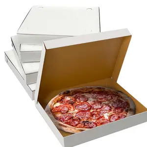 Venta al por mayor de cartón desechable personalizado caja de pizza platos 12x12 Fabricación de cajas de pizza blanca para tienda de comida rápida