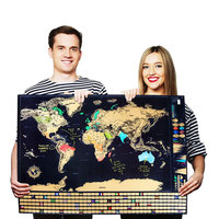 Póster Rascable Personalizado de Gran Tamaño A4 A3 con Papel Recubierto y Laminado Brillante, Mapa del Mundo y Parques Nacionales