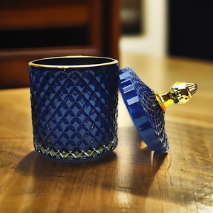 Ventes en gros de pots à bougies en verre vides de luxe de 10 oz avec couvercle bleu, écologiques, durables, pour la fabrication de bougies à la cire de soja, comprenant un coffret cadeau - Product Image 2