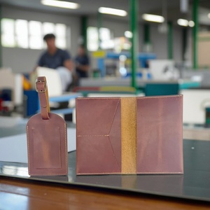 Vintage Style Genuine Leather Passport Cover with Tag Set Protective Storage Case for Travel Documents and Photos - Product Image 4