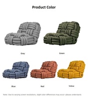 Fauteuil moderne à nœuds tressés avec coussin rembourré doux, fauteuil décoratif tressé, 5 options de couleur pour salon et hôtel