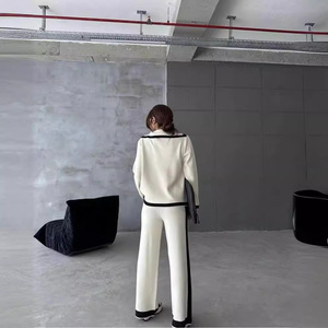 Fall Knitted <strong>Set</strong> <strong>for</strong> Women Lapel Color Matching <strong>Top</strong> Long Sleeve <strong>Trousers</strong> Two Piece Suit Female <strong>Top</strong> <strong>and</strong> Pant Outfits <strong>for</strong> <strong>Ladies</strong> - Product Image 3