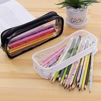 Articles de toilette de qualité étude travail papeterie examens bagages articles de toilette mat Pvc fermeture éclair noir blanc clair sac à crayons