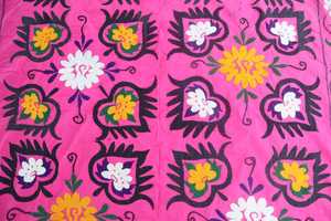 Embroidered Pink Suzani Throw <b>Quilt</b> Traditional <b>Floral</b> Pattern Home Decor Cotton All Season - Product Image 5