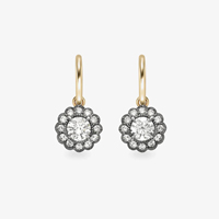 Vintage Zweifarbige Diamant-Blumen-Ohrringe Hypoallergene 925 Sterling Silber Noir Diamant-Cluster-Creolen Edle Damenschmuckstücke