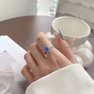 Dylam Trendy Fine Jewelry 925 Sterling <b>Silver</b> Rhodium Plated White Blue 5A Cubic Zirconia Synthetic <b>Opal</b> <b>Rings</b> - Product Image 5