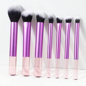 Nouvel ensemble de 7 pinceaux de maquillage transparents multicolores, poils synthétiques vegan, manches en plastique, boîte en plastique, visage, sourcils, <span class=keywords><strong>crayon</strong></span> - Product Image 6