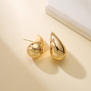 Pendientes de <span class=keywords><strong>Bottega</strong></span> Huecos de Acero Inoxidable con Baño de Oro de 18k para Mujer, Hipoalergénicos, Ligeros, con Forma de Gota de Agua - Product Image 6