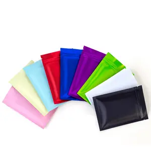 Vente en gros 2024 coloré mat plat scellé sac à fermeture éclair petit emballage bijoux coques de téléphone feuille d'aluminium-sac noir