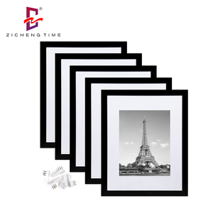 Wholesale Black <strong>Picture</strong> <strong>Frame</strong> Set Gallery Wall <strong>Frame</strong> Set Thin <strong>Border</strong> with White Mat Wall Mounting Hardware for Home Decor - Product Image 1