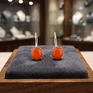 Boucles d'oreilles artisanales en pierre de cornaline orange, magnifiques, en argent sterling 925 plaqué, pour femmes et filles. - Product Image 3