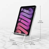 Support de téléphone moderne en acrylique transparent poli, design monobloc sans couture, accessoires de bureau